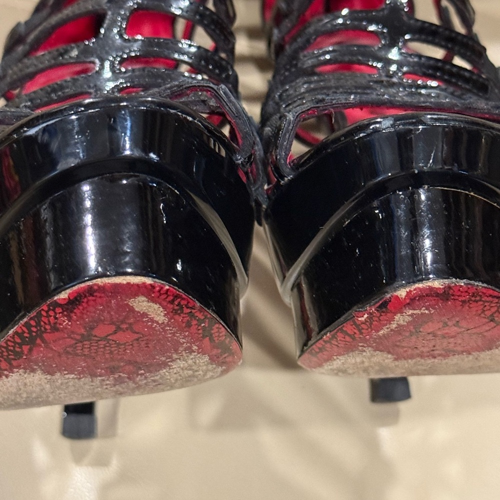 Cesare Paciotti caged black patent stiletto heels size 37 1/2 RARE ., - Picture 9 of 16